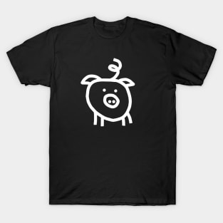 Pig Selfie in White Minimal T-Shirt